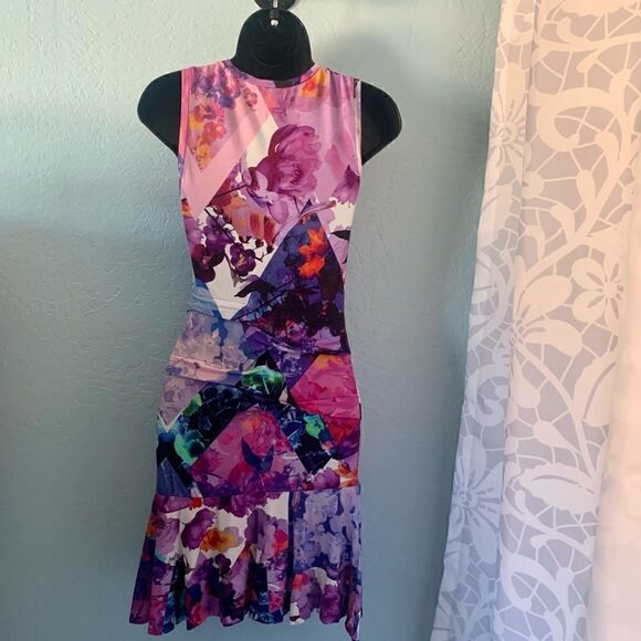 Artelier Nicole Miller Jersey Watercolor Dress Size P - Picture 7 of 13